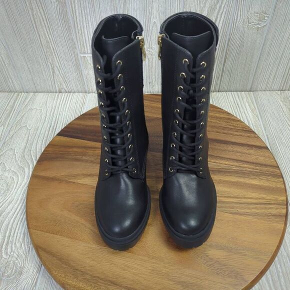 DKNY Black Lace Up Ultra High Heel Combat Boots Womens Size 7 K4982241 - Picture 5 of 12